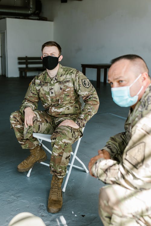 Photo of Soldiers Wearing Facemask 