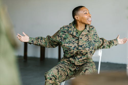 Free Photo of Soldier Expressing Thoughts Stock Photo