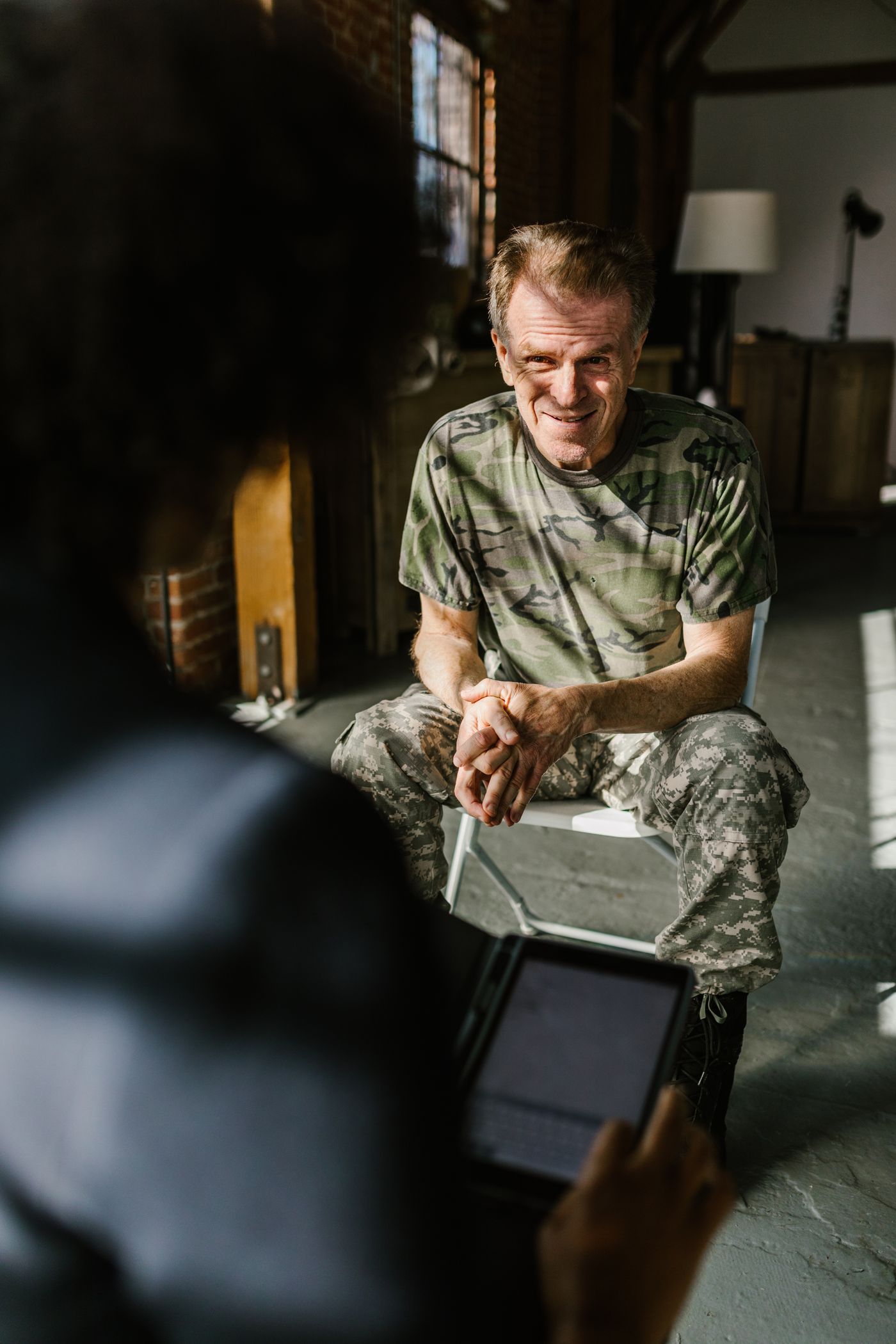 Veteran speaking with a mental health professional