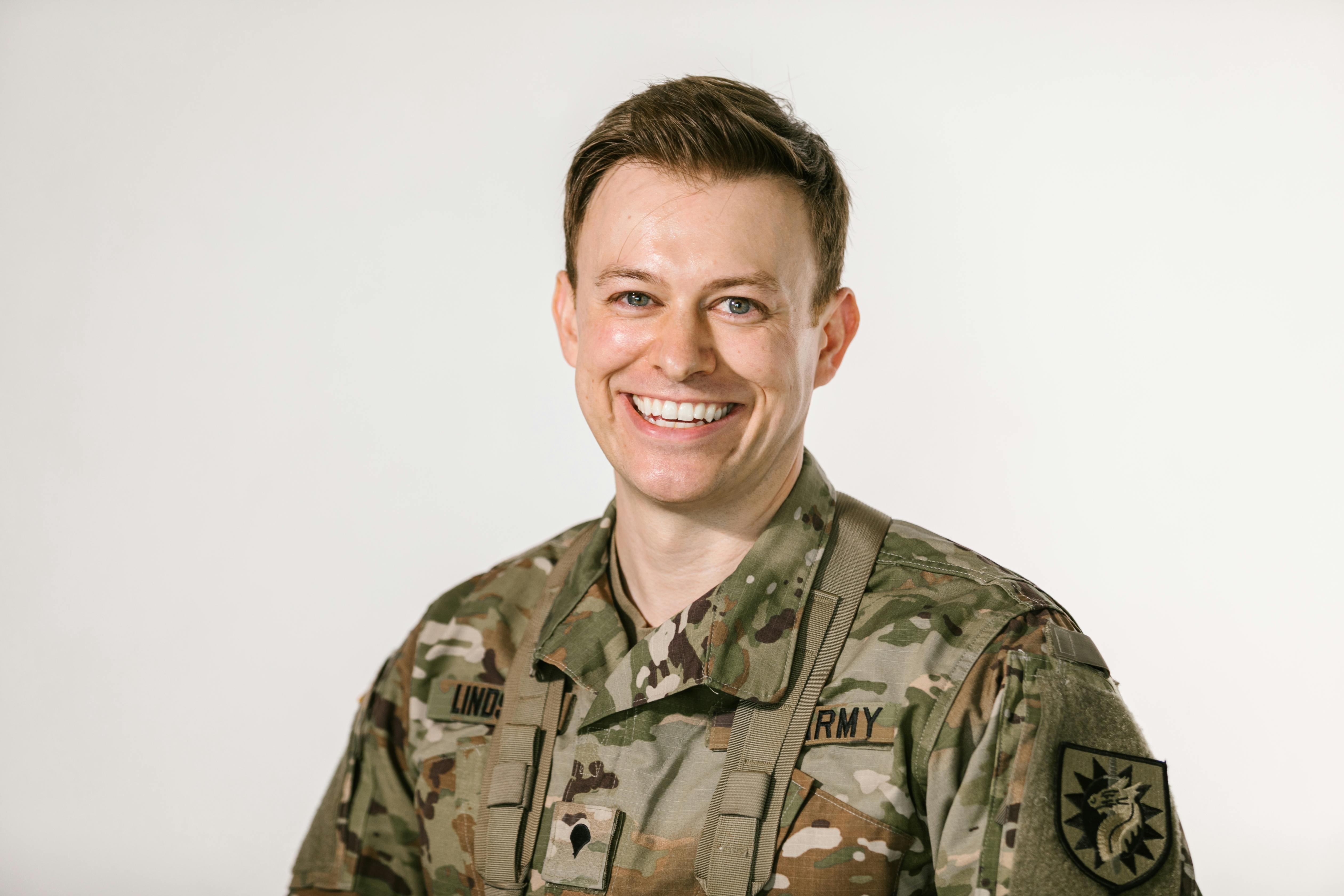 portrait photo of happy soldier