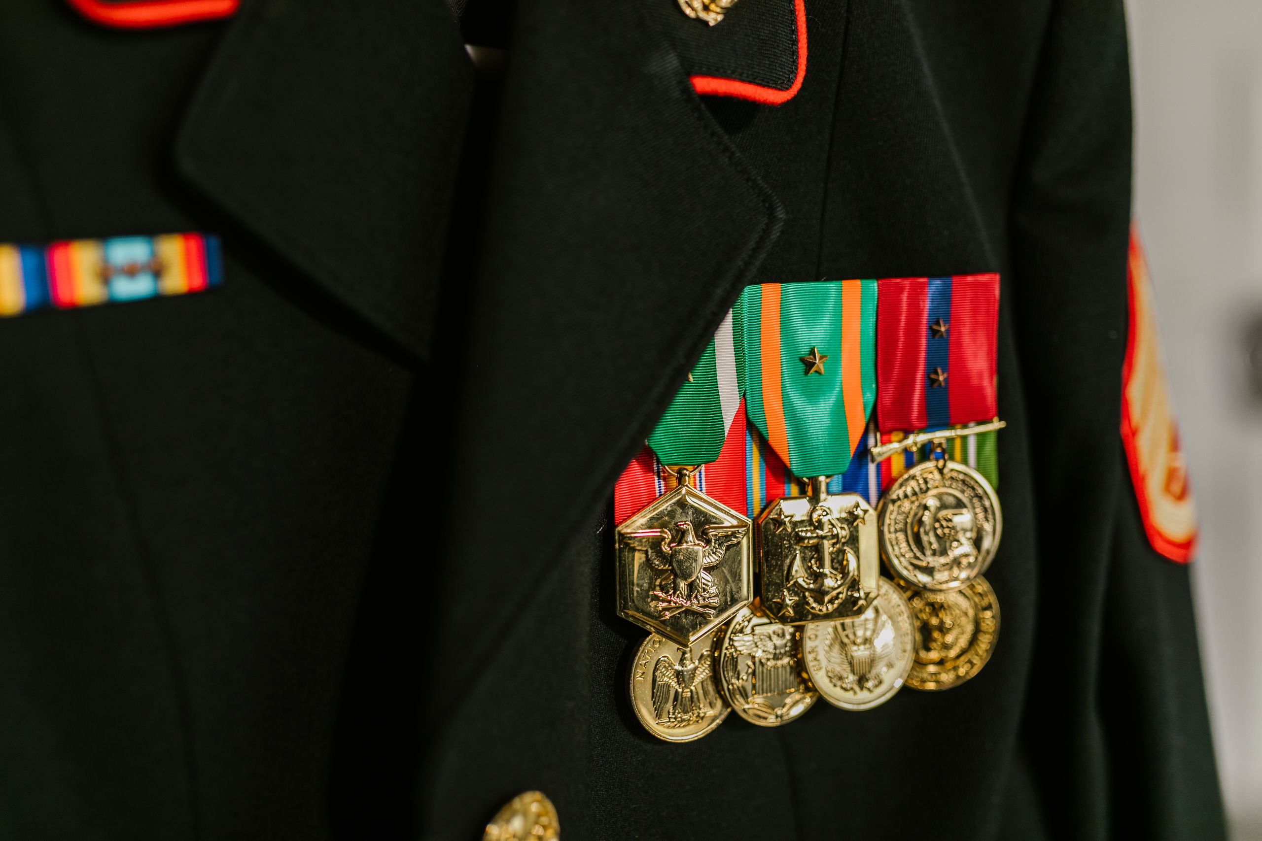 United States military uniform with vibrant service medals representing honor and recognition