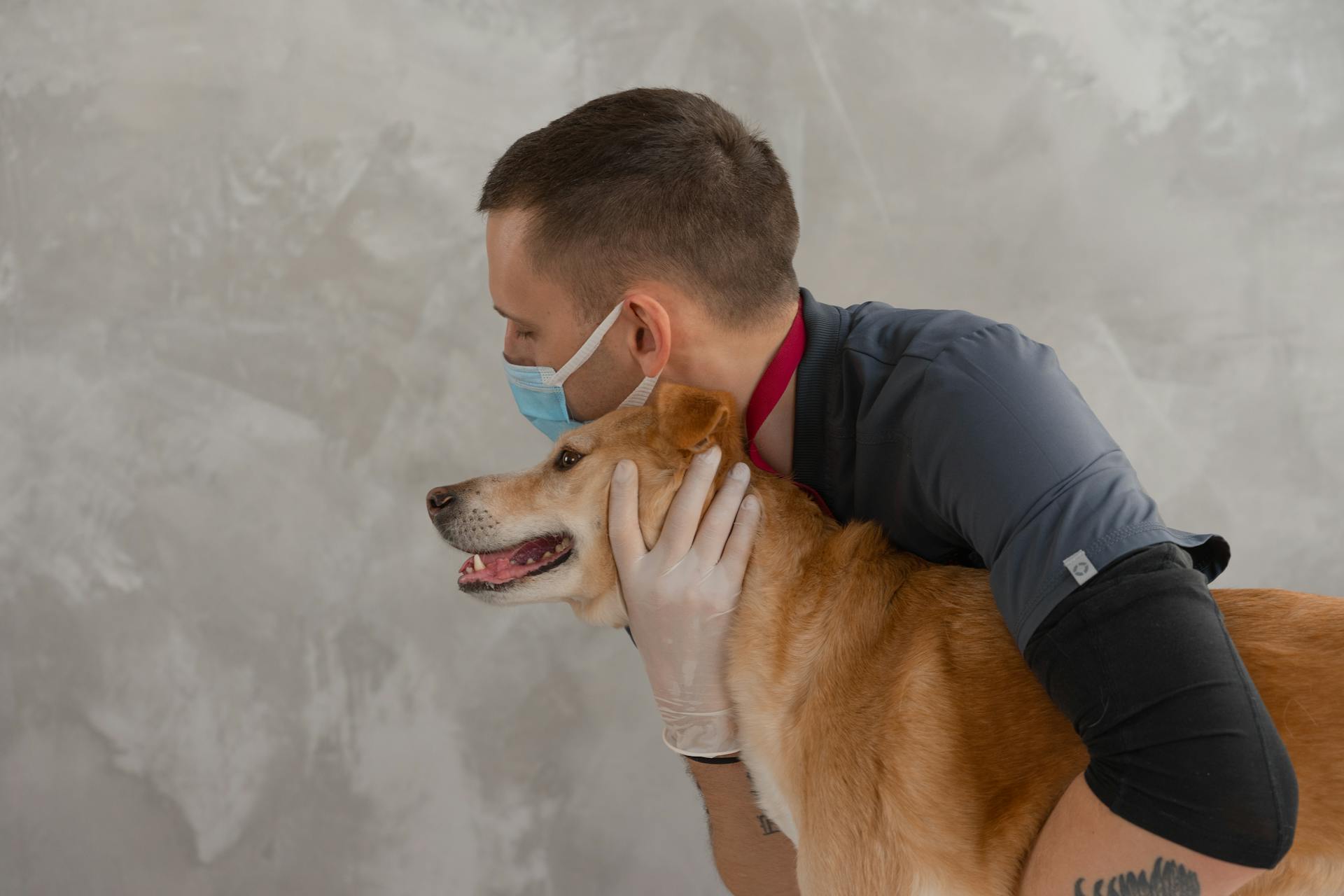 Veterinarian Hugging a Dog