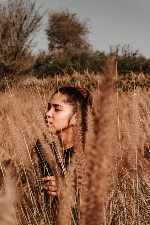 Photo of a Woman in a Brown Wheat Field