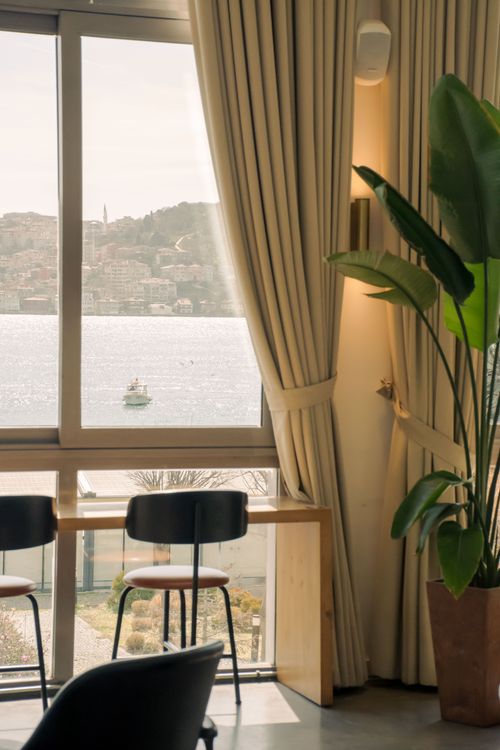 Free A stylish room with a breathtaking view of the Bosphorus in Istanbul. Stock Photo
