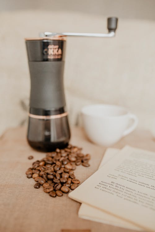 Free Photograph of Coffee Beans Near Pages of Paper Stock Photo