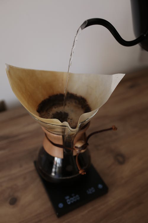 Photo of Hot Water Being Poured into a Coffee Filter