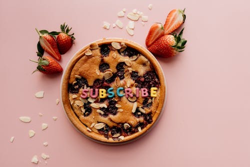 Free Food on a Pink Surface Stock Photo
