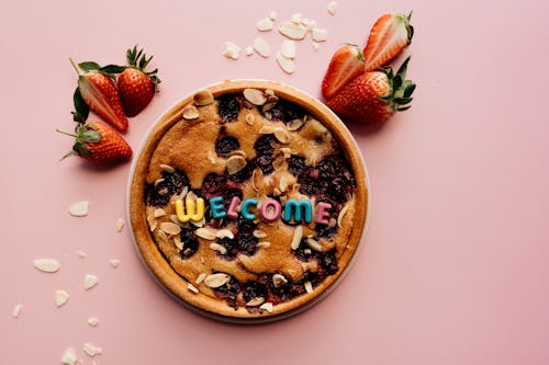 Free Food on a Pink Surface Stock Photo