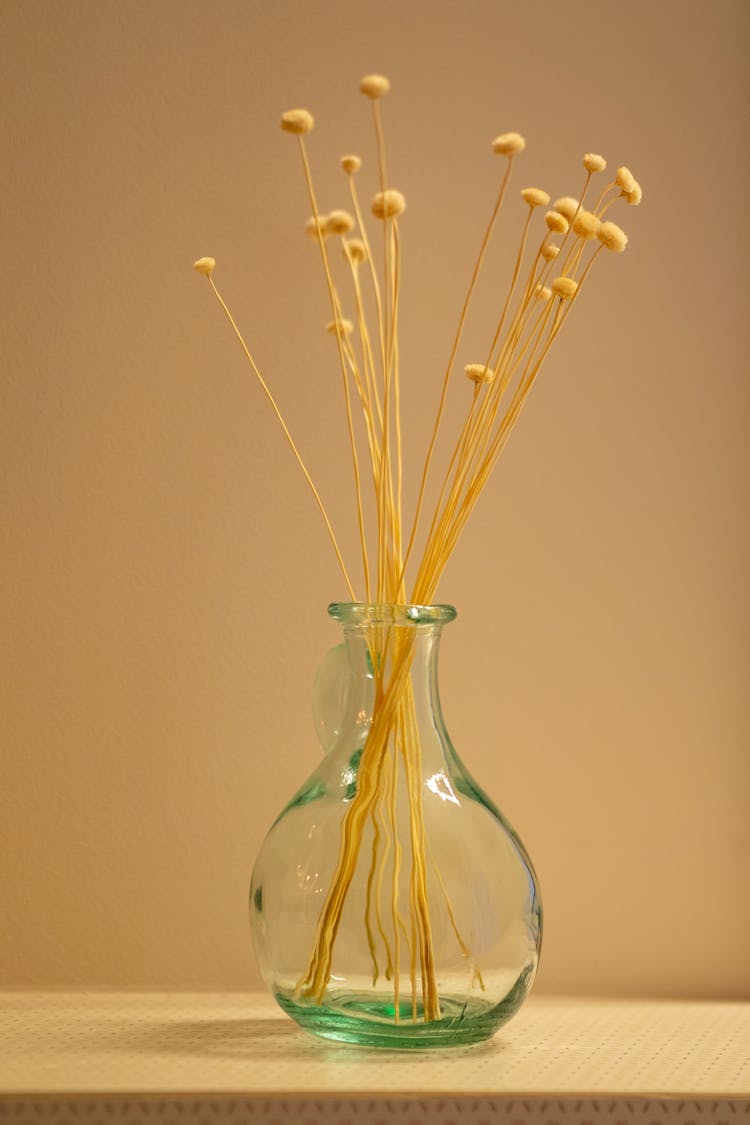 Dry Golden Grass In A Glass Vase 