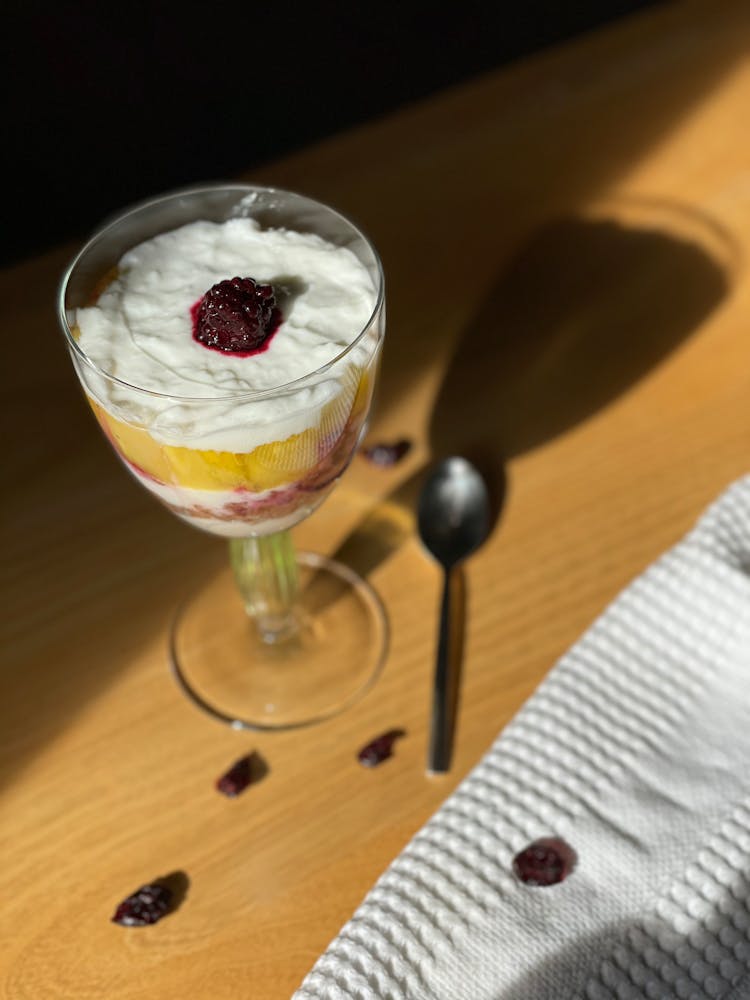 Fruit Parfait On A Clear Glass 