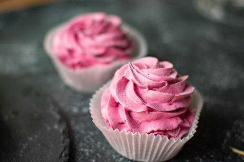 Close-up of a Cupcake with Pink Frosting