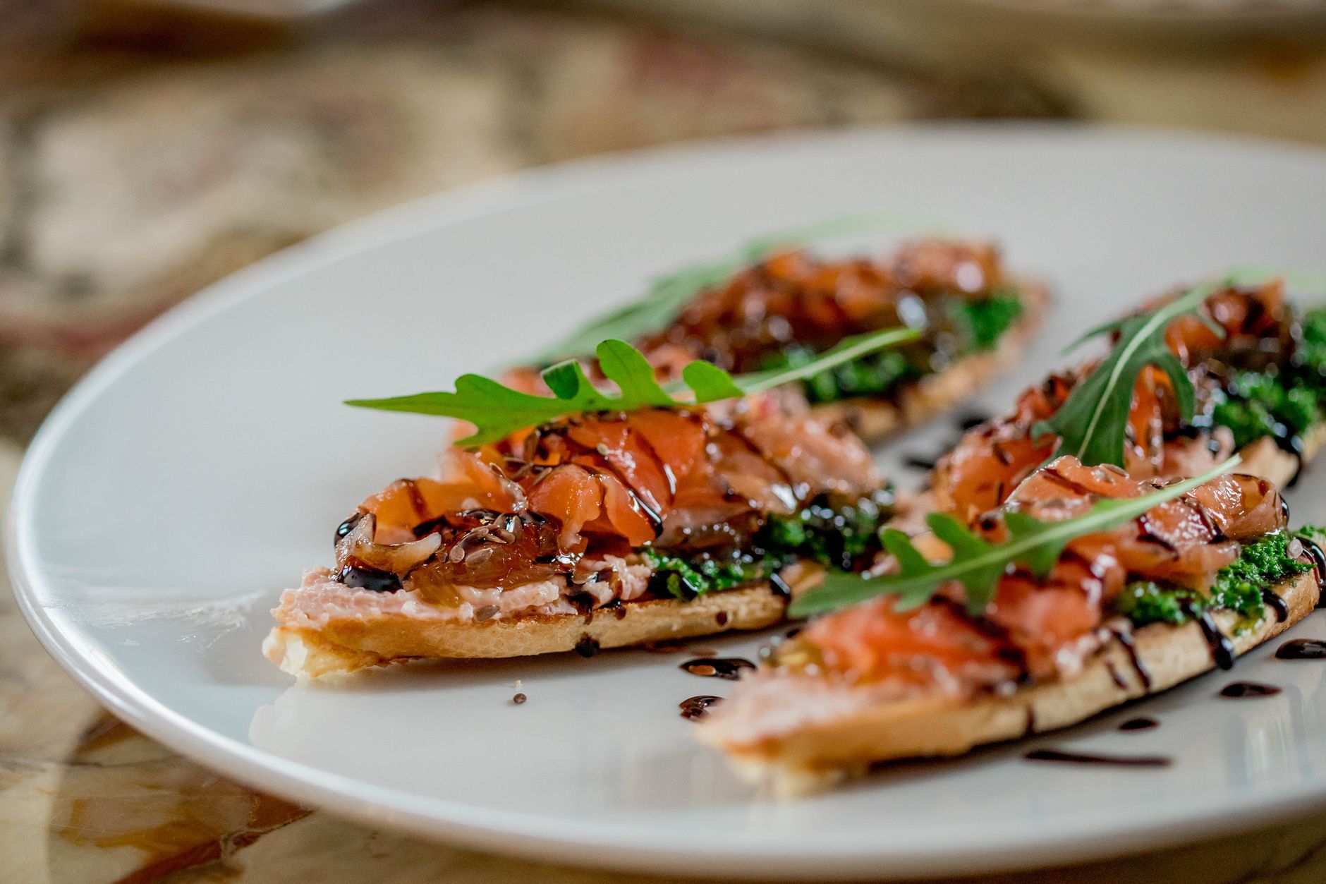 Salmon fillets with honey balsamic glaze on cedar plank