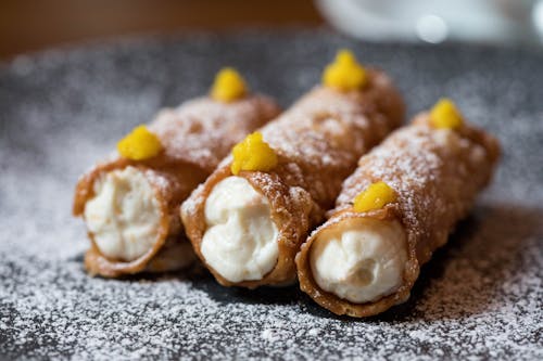 Free Yummy cannoli dessert on plate Stock Photo