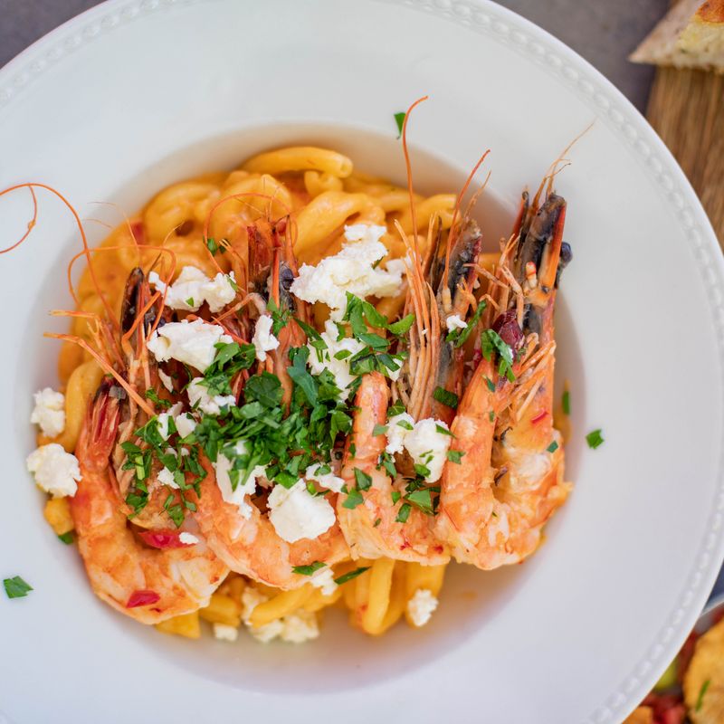 Mediterranean Baked Pasta with Shrimp and Feta