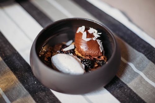Chocolate cremeux served in bowl