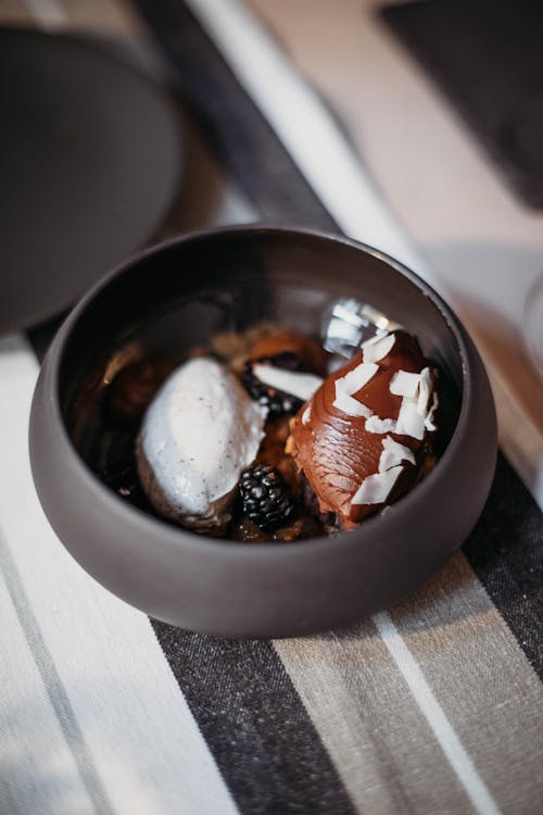 Chocolate cremeux served in restaurant