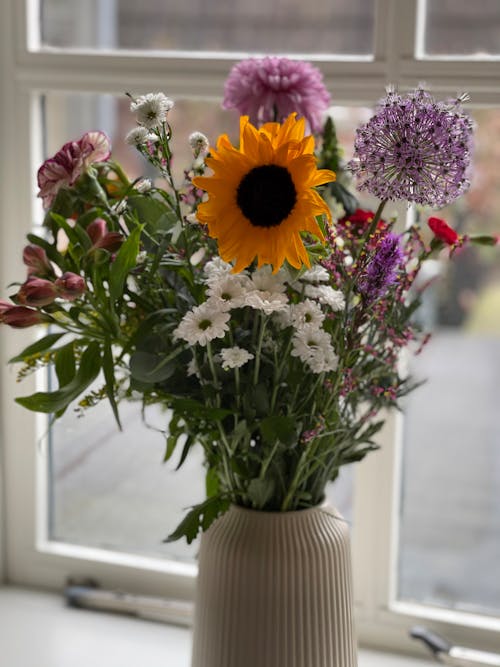 Close-Up Shot of Flowers in a Vase