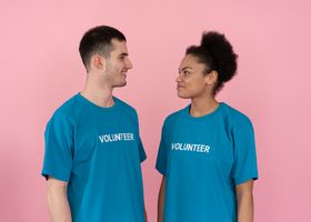 Volunteers in team shirts