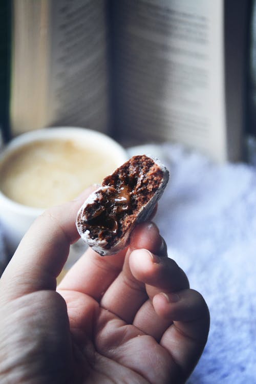 Photo of a Person Holding a Dessert with Chocolate