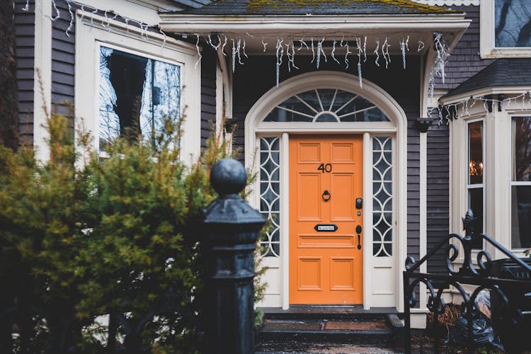 Entrance Door And Gate To Residential House