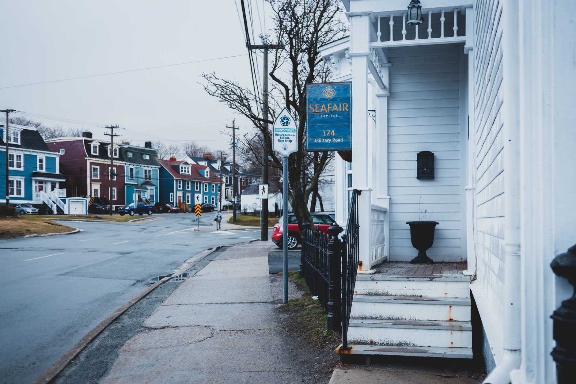 A residential side street near Acushnet Avenue in New Bedford's North End showing older two-story homes