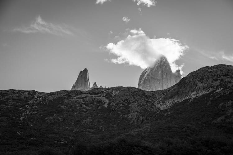 Grayscale Photo Of Monte Fitz Roy