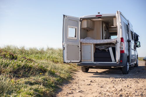 White and Brown Camper Trailer on Brown Field