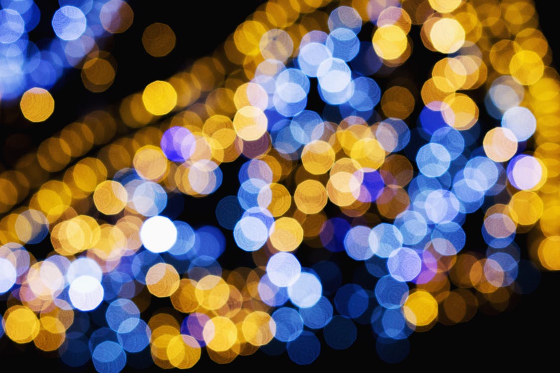 Free Macro Shot of Yellow and Blue Lights Stock Photo