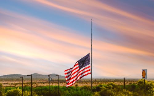 Free stock photo of american flag, flags, half flag