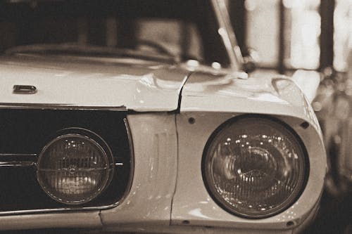 Close Up Shot of Vintage Car Headlights