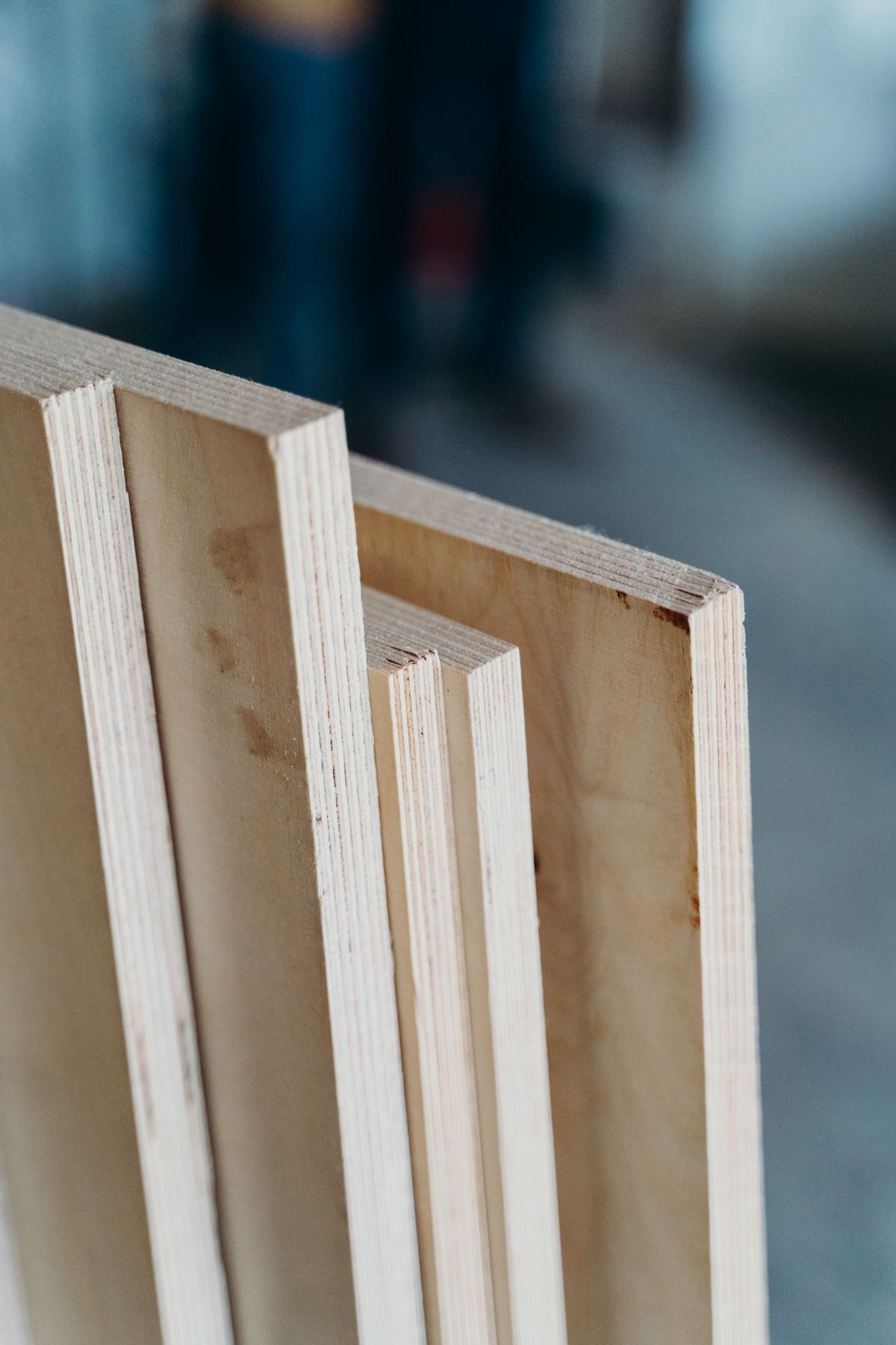 Plywood, HDMR and MDF boards stacked in warehouse