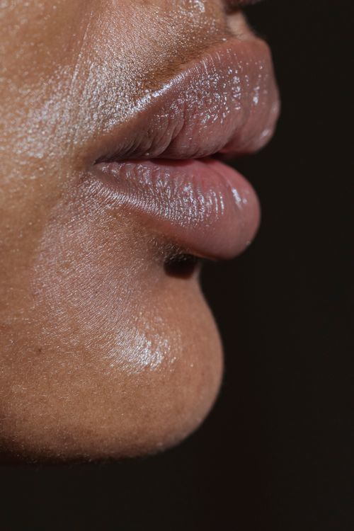 Close-up of natural lips showing lip texture and shape detail