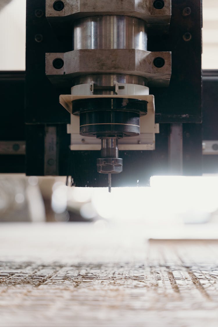 Close-Up Shot Of CNC Machine