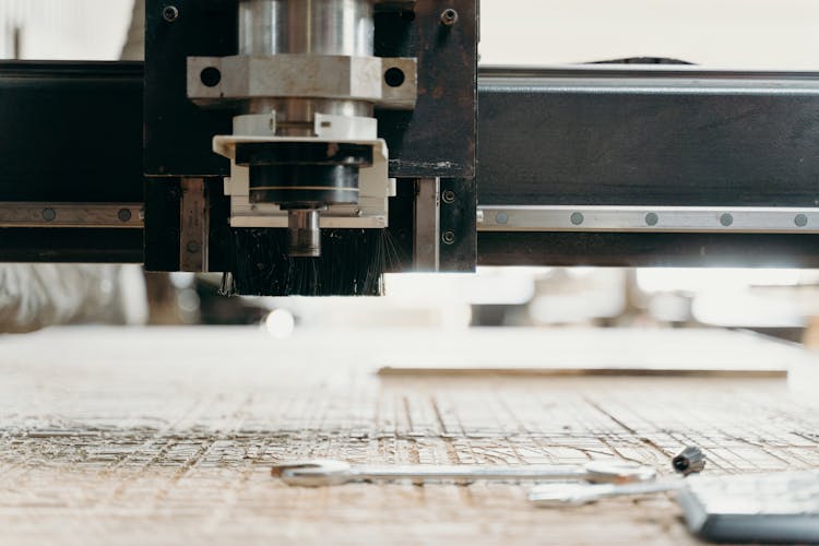 Close-Up Shot Of CNC Equipment