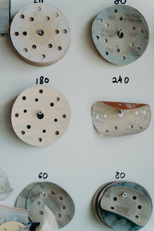 Various grits of sandpaper