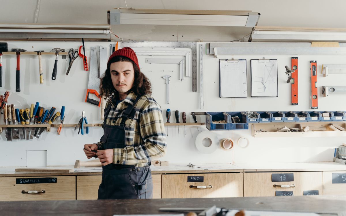 Carpenter completing detailed timber work