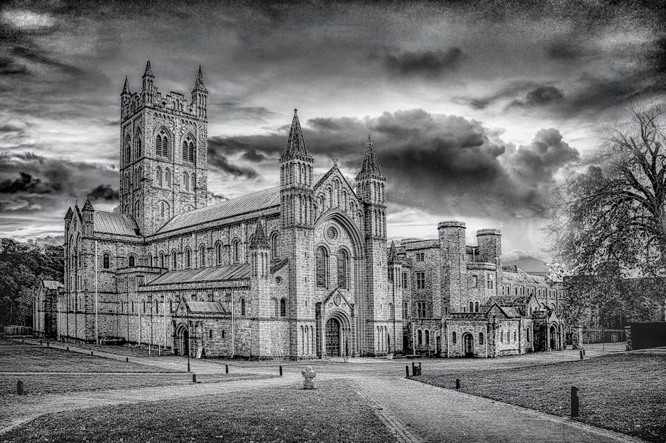 Free stock photo of abbey, bishop, black and white