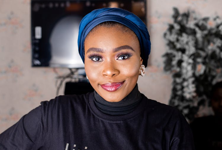 African American Woman With Blue Turban