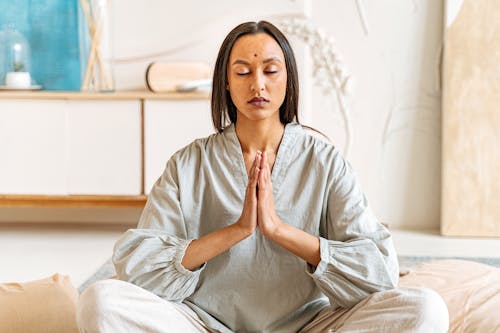 A Woman Sitting on the Floor