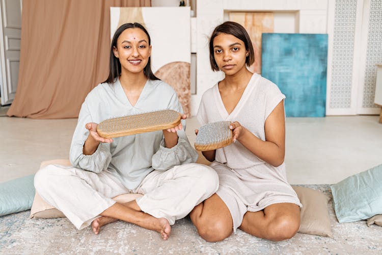 Women With Sadhu Nails Boards For Meditation