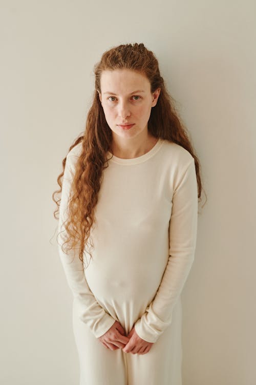 Pregnant Woman Wearing Long Sleeve Dress