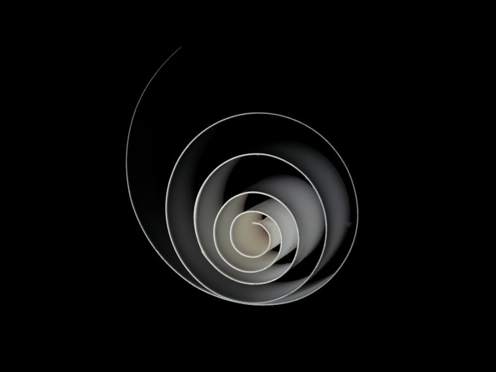 White Spiral on Black Background