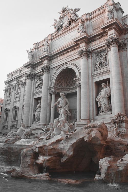 Free Stunning view of the Trevi Fountain's intricate baroque design in Rome, Italy. Stock Photo
