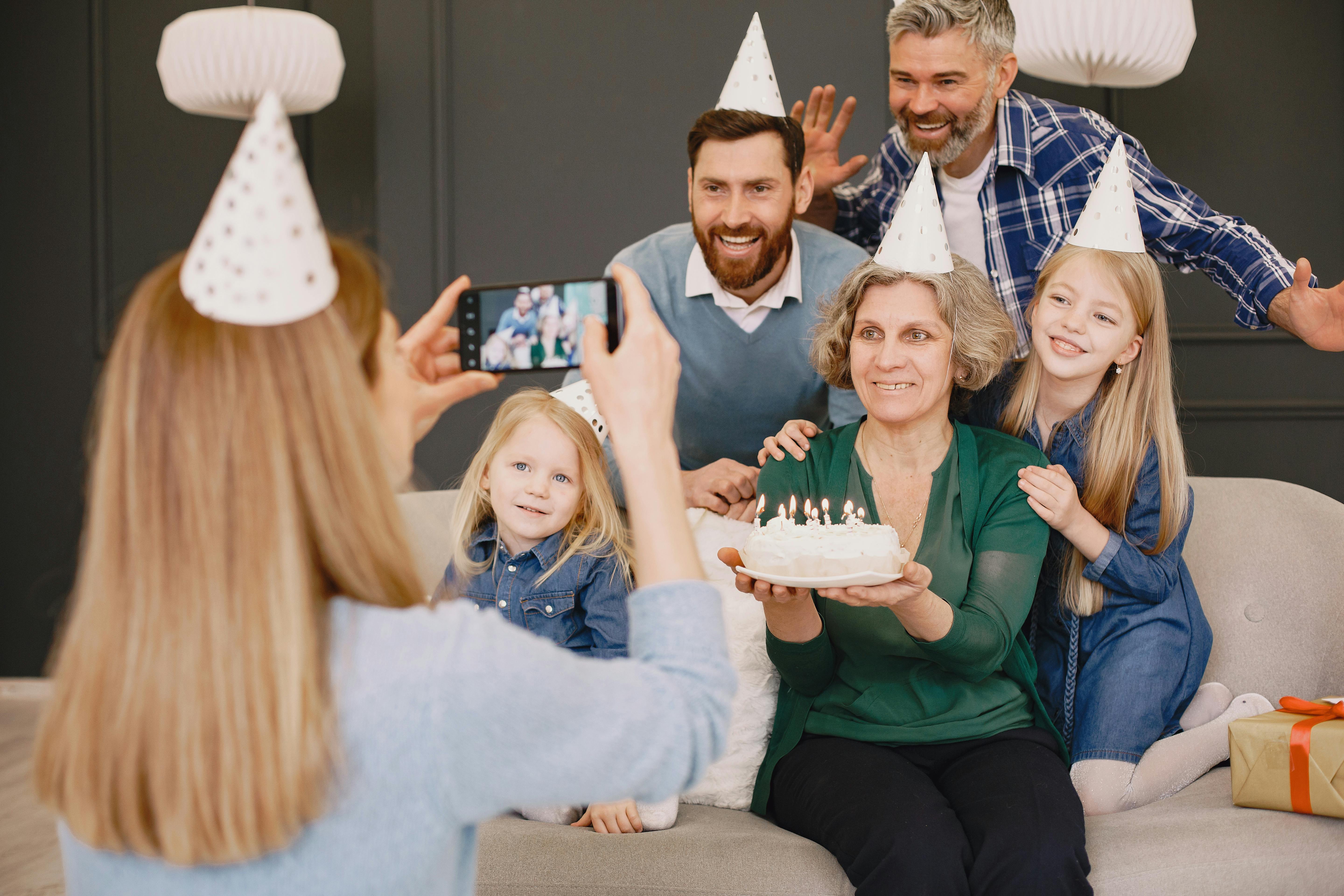 a family at a birthday party