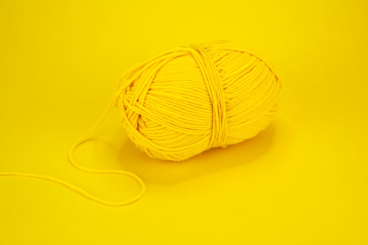 High Angle Of Yellow Yarn Skein