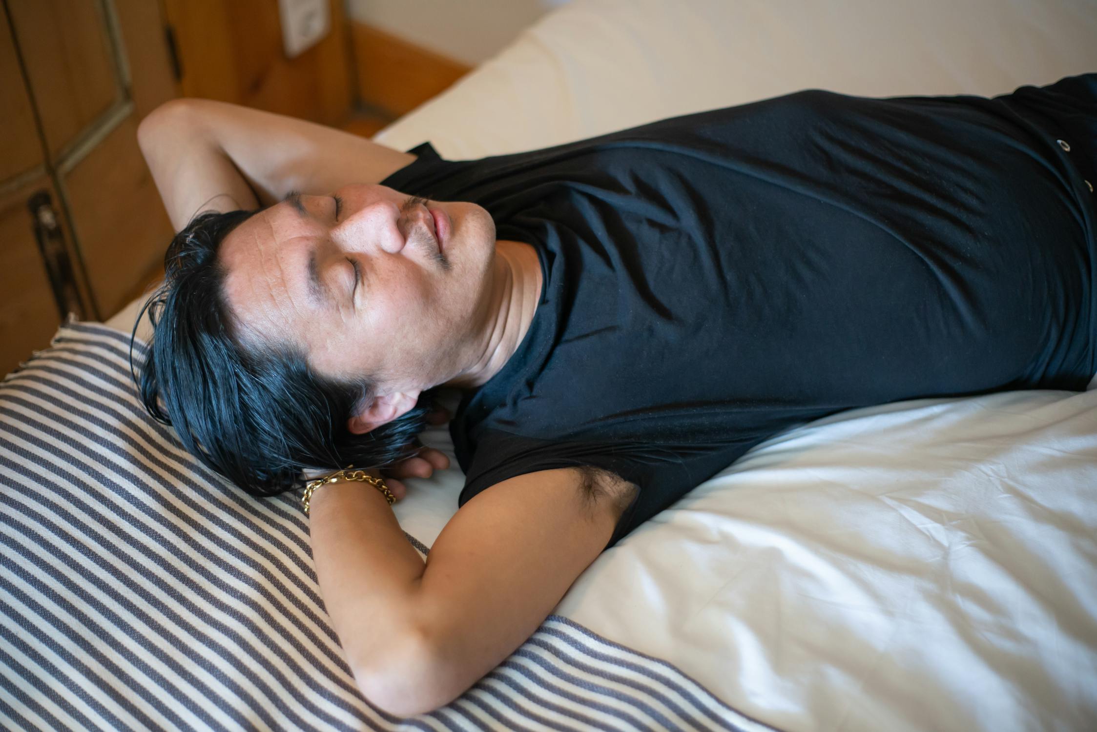 A Close-Up Shot of a Man Sleeping