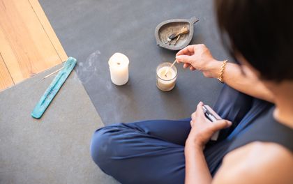 Switch words intention practice with candle ritual