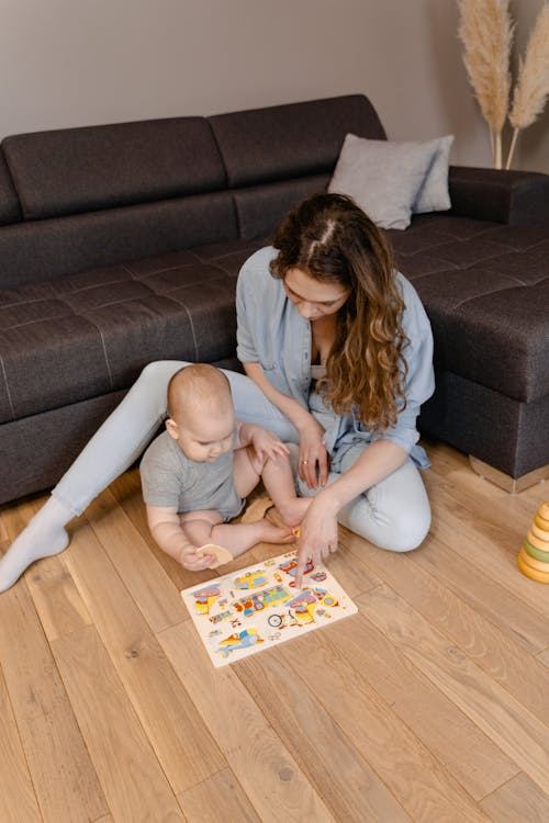 Mother and Baby Playing Puzzle
