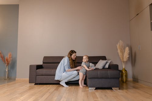 Woman and Her Child in the Living Room