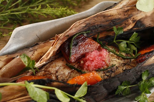 Close up of Meat and Leaves